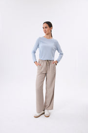 PANTALON FLUIDE FEMME DÉTENTE EN TENCEL MASTIC